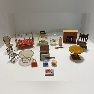 Vintage Metal, Wood, & Plastic Doll House Furniture 16 Pieces! Very nice lot!!